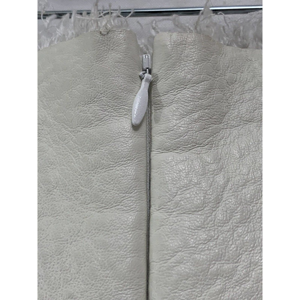 St. John Women’s White Made In Italy Leather Great For Spring  Trim Skirt NEW 10 - Picture 5 of 11